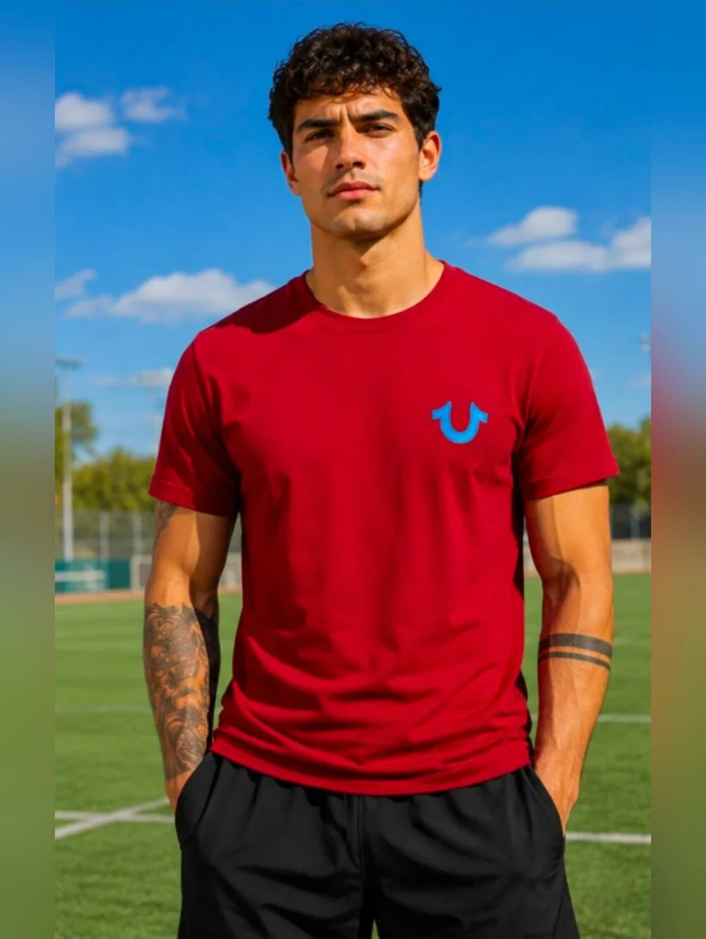 NWT  True Religion Men's Buddha Logo Tee Red Dahlia-Burgundy T Shirt Medium
